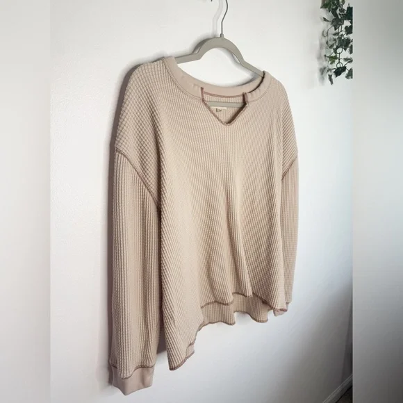 MADEWELL Waffle Split-Neck Crop Tee in Antique Cream Size XXL - Picture 3 of 8
